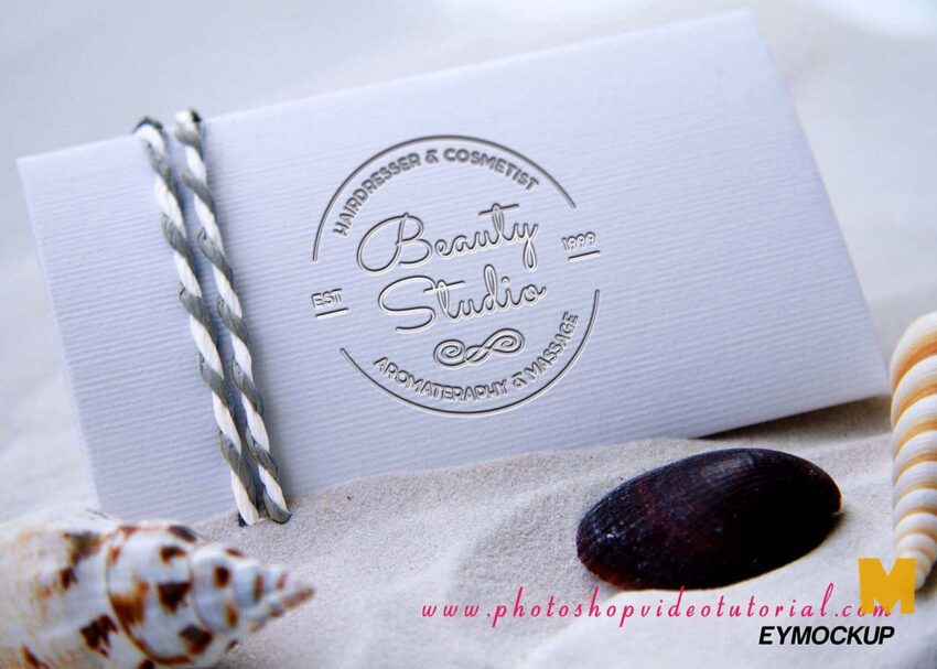 Downloadable Beach Card Logo Mockup logo mockup psd