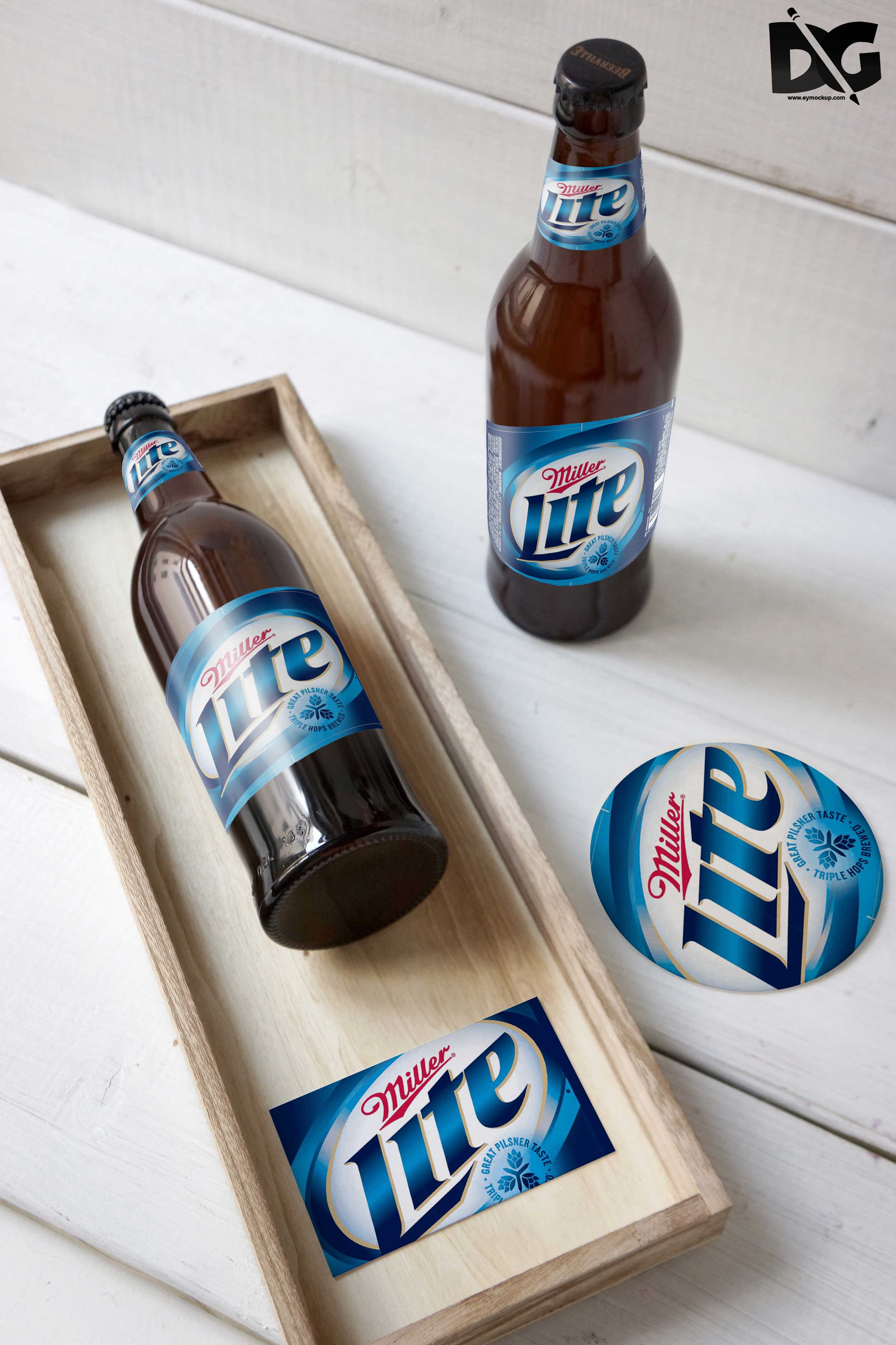 Free Beer Bottle Mockup Front View