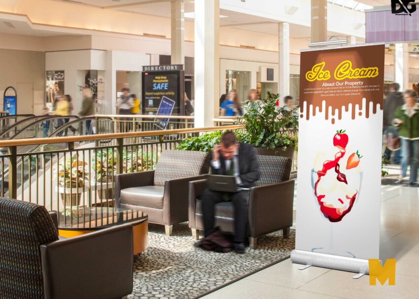 Free Hotel Lobby rollup Banner Mockup