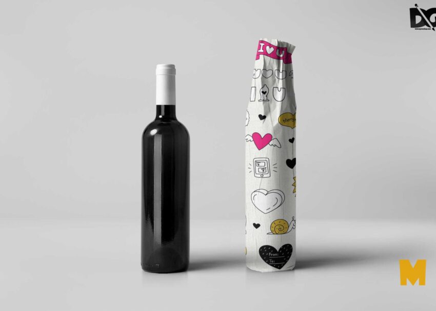 Wine Gift Wrap Bottle Mockup Wrap Bottle Mockup