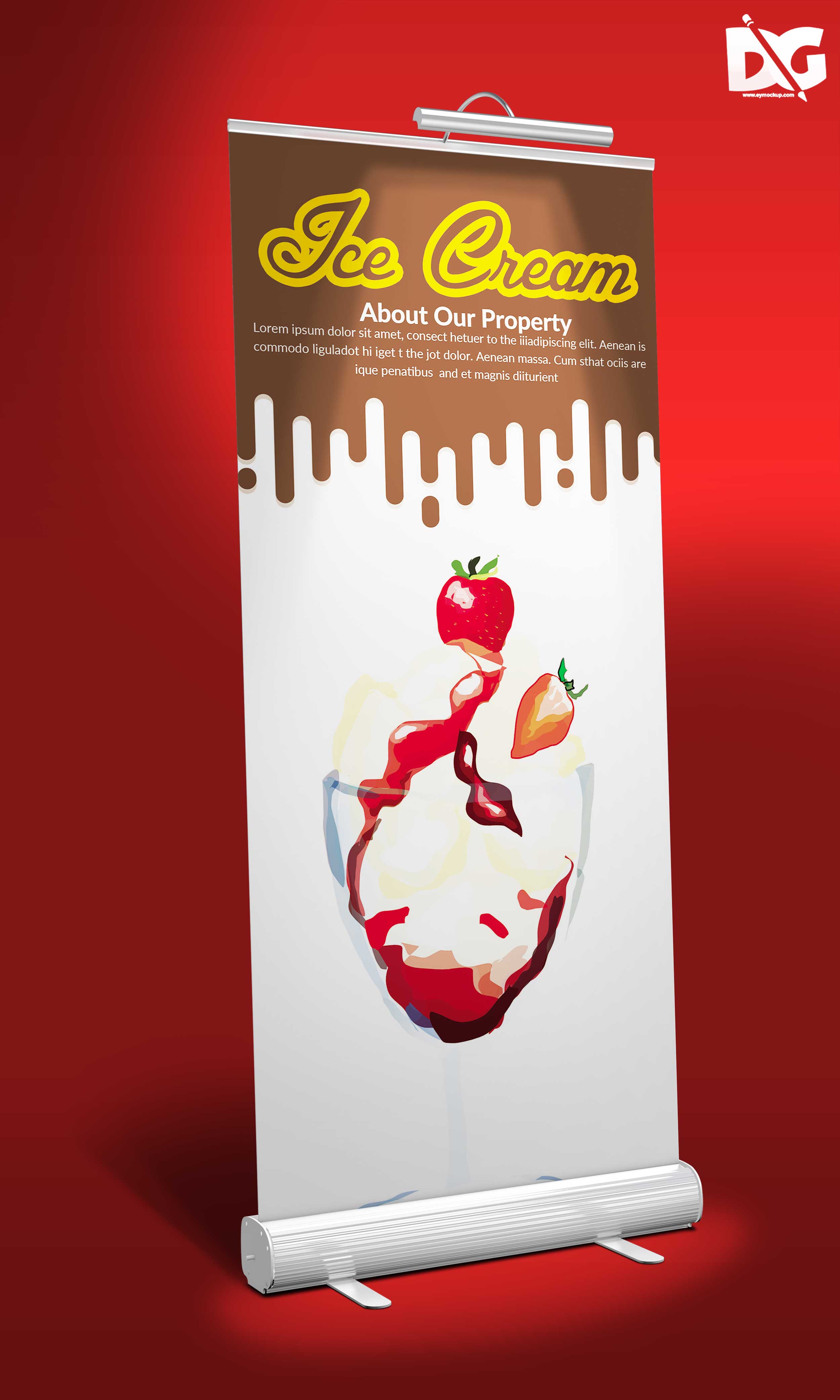 Free Restaurant Rollup Banner Display PSD Mockup PSD