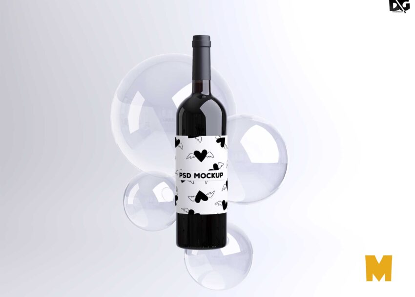 Valentine's Day Wine Bottle Mockup Free Wine Bottle Label Mockup
