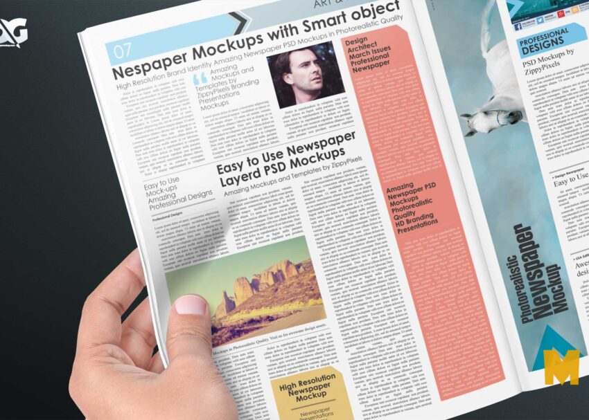Free News Magazine Mockup