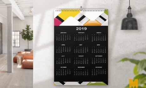 Free Wall Calendar Design Mockup