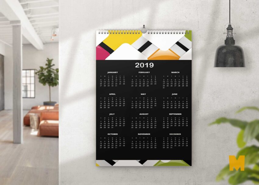 Free Wall Calendar Design Mockup