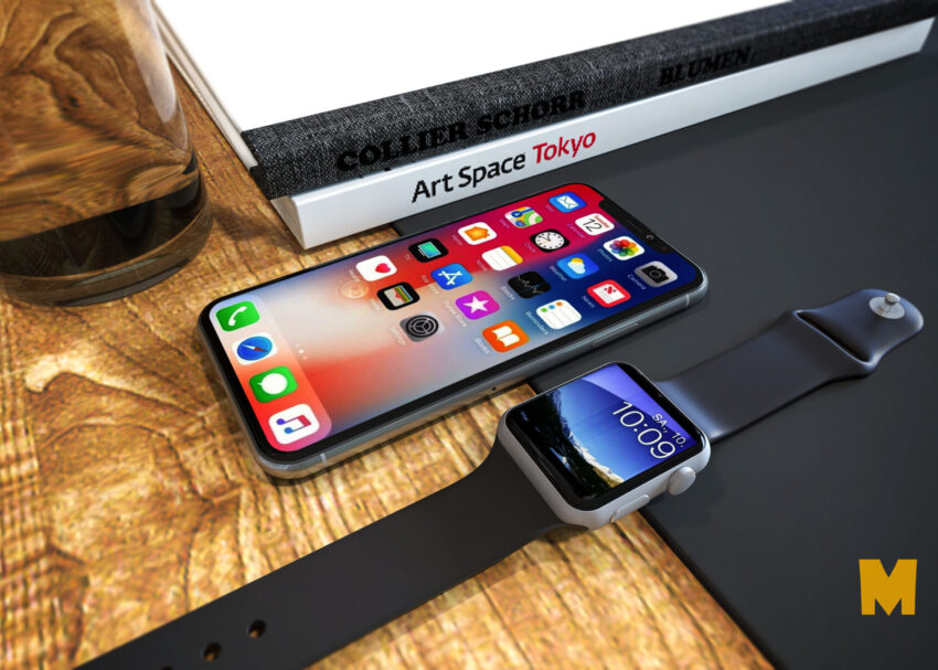 Iphone X with Apple Watch Mockup Free Iphone Display Mockup