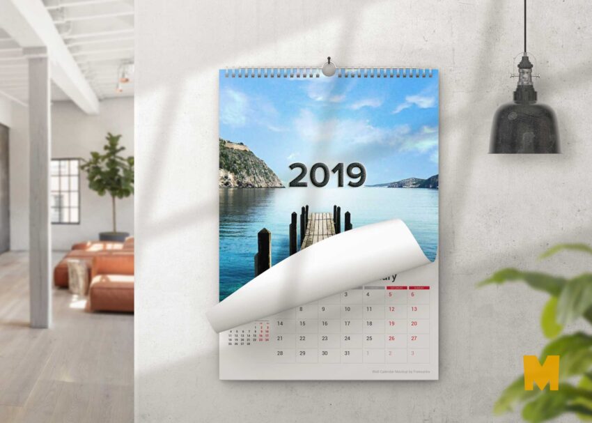 Home Wall Calendar Design Mockup