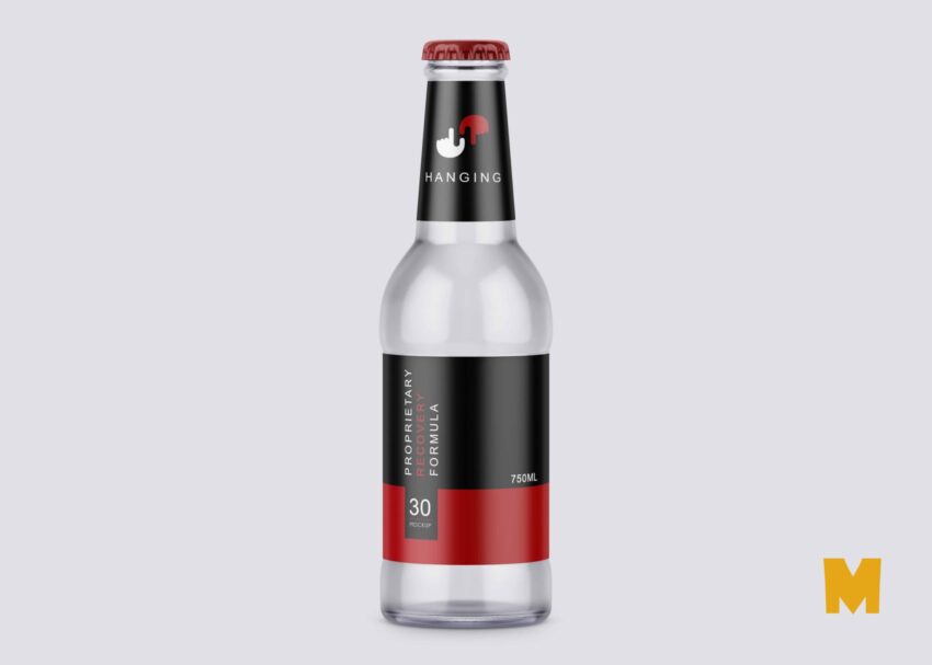 New Transparent Small Beer Bottle Mockup