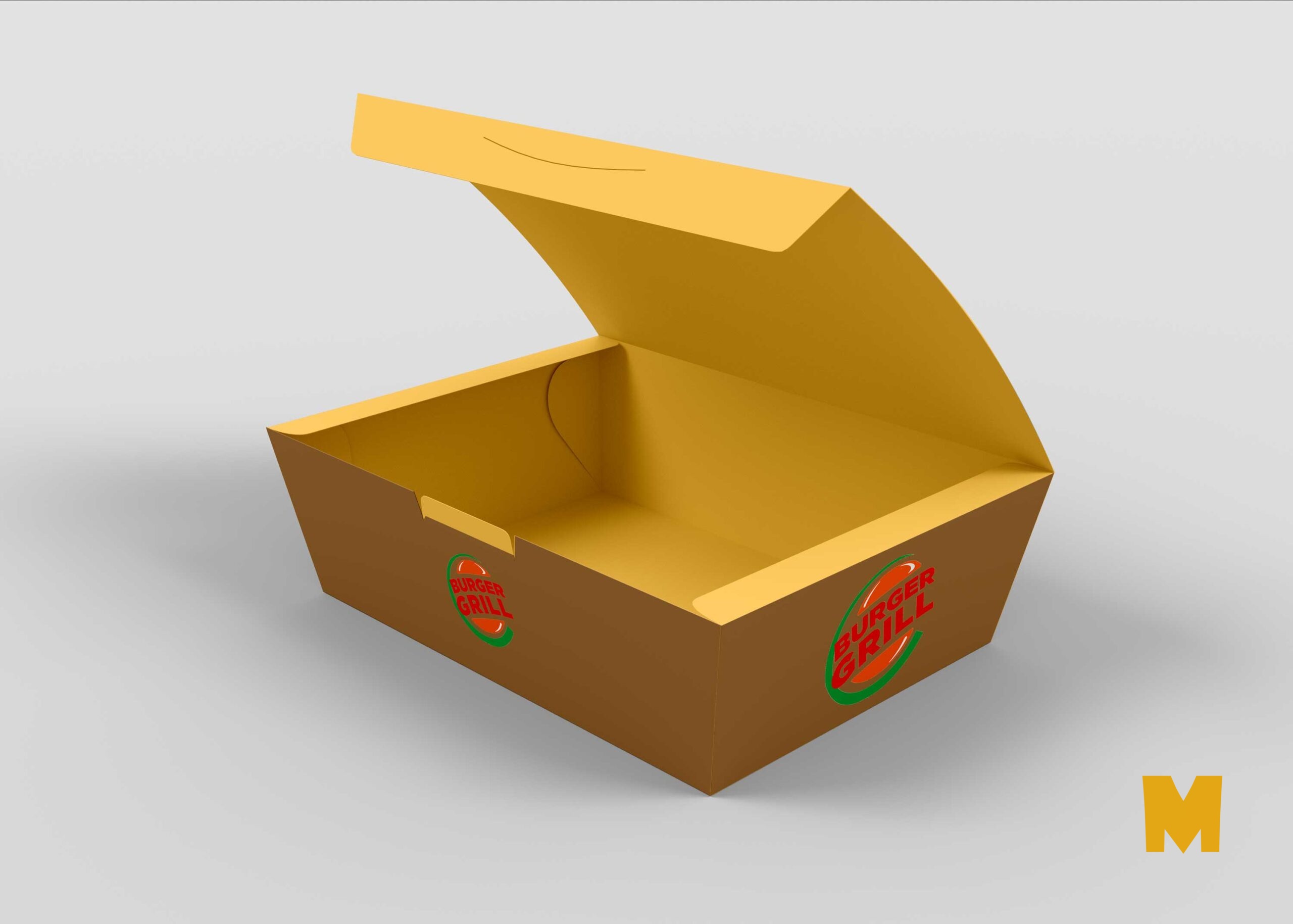 Free Chicken Burger Packaging Box Mockup