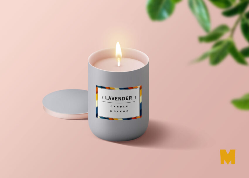 Free New Wax Candle Label PSD Mockup