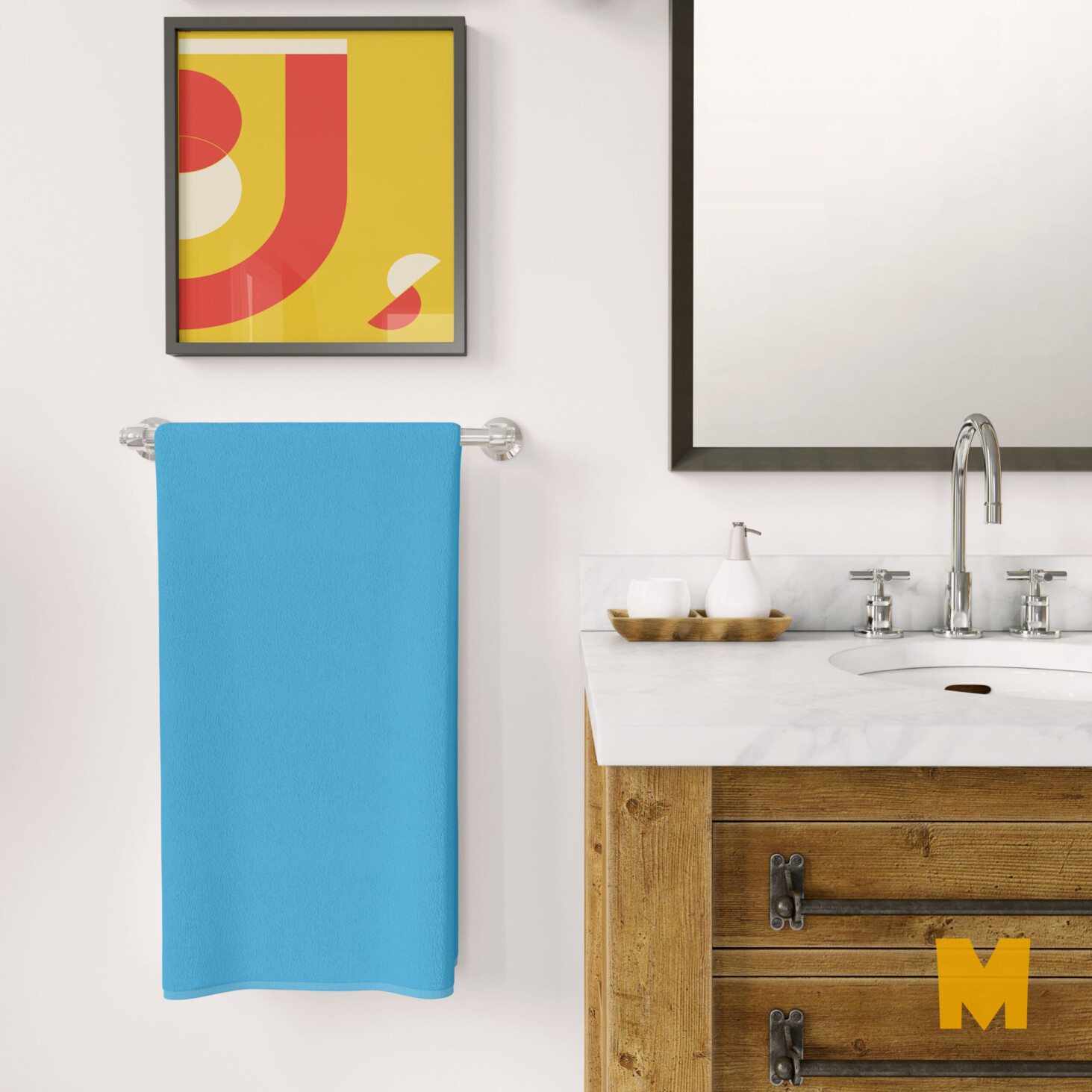 Free PSD Bathroom Towel Artwork Mockup