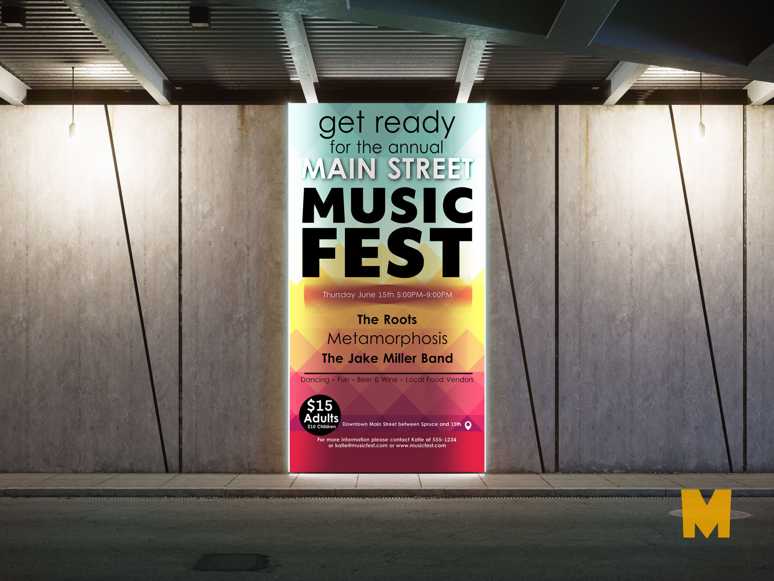 Free PSD Music Fest Event Billboard Advertisement Mockup