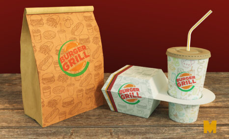 Premium Burger Snacks PSD Label Design Mockup