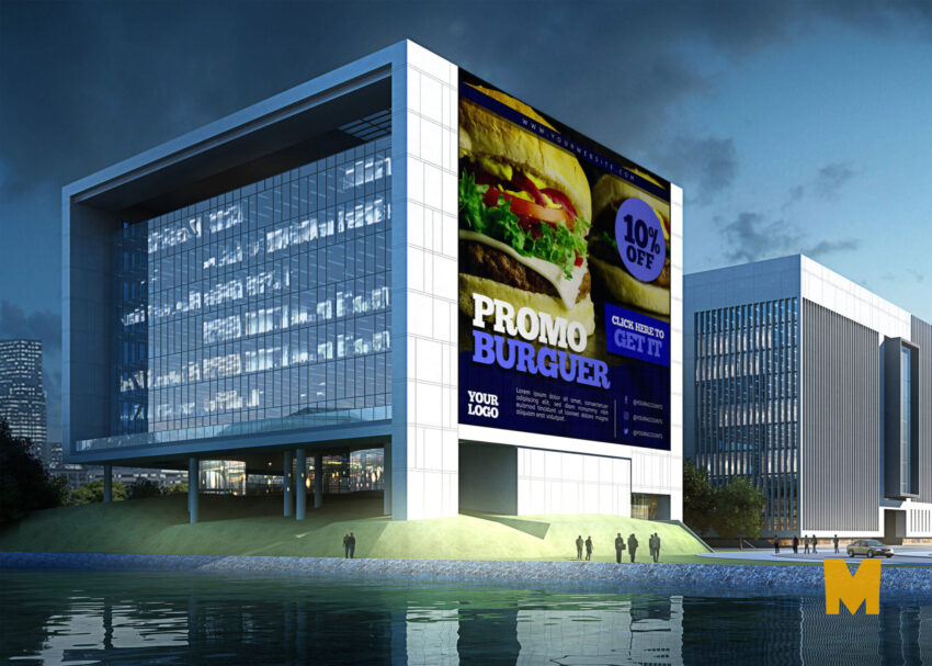 Free New Office Building Banner Mockup