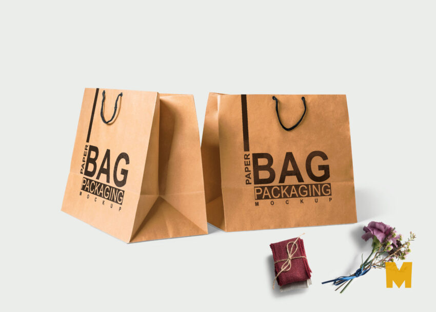 Horizontal Shopping Bag Mock-Up Paper Shopping Bag Mock Up