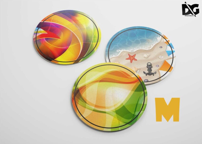 Free Plain Circle Design Coasters Mockup