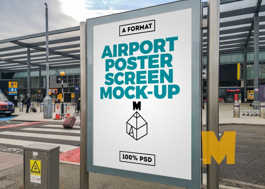 Airport Poster Screen Mockup