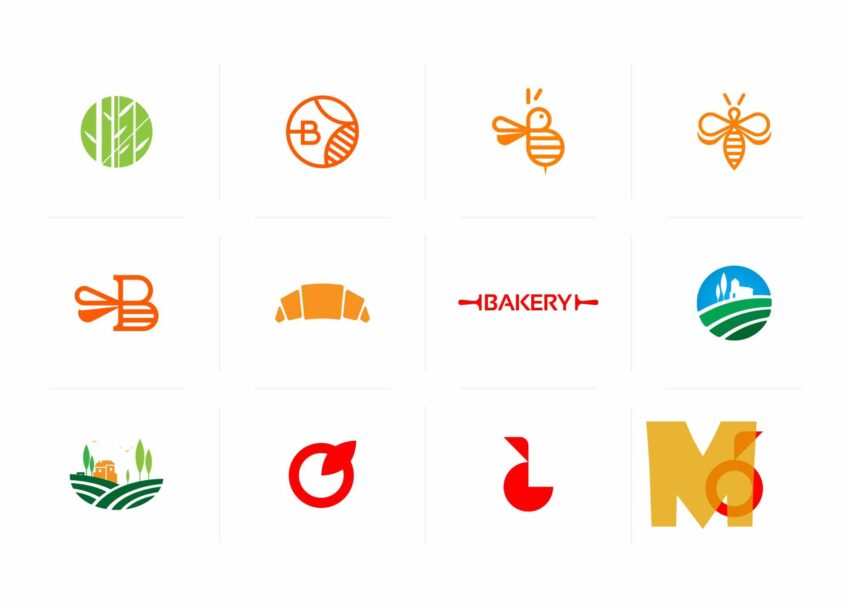 Honey Bee Food Iconic Logos