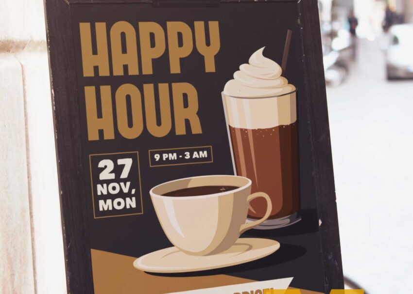 Happy Hour Cafe Poster Mockup