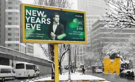 Winter Advertising Billboard Mockup