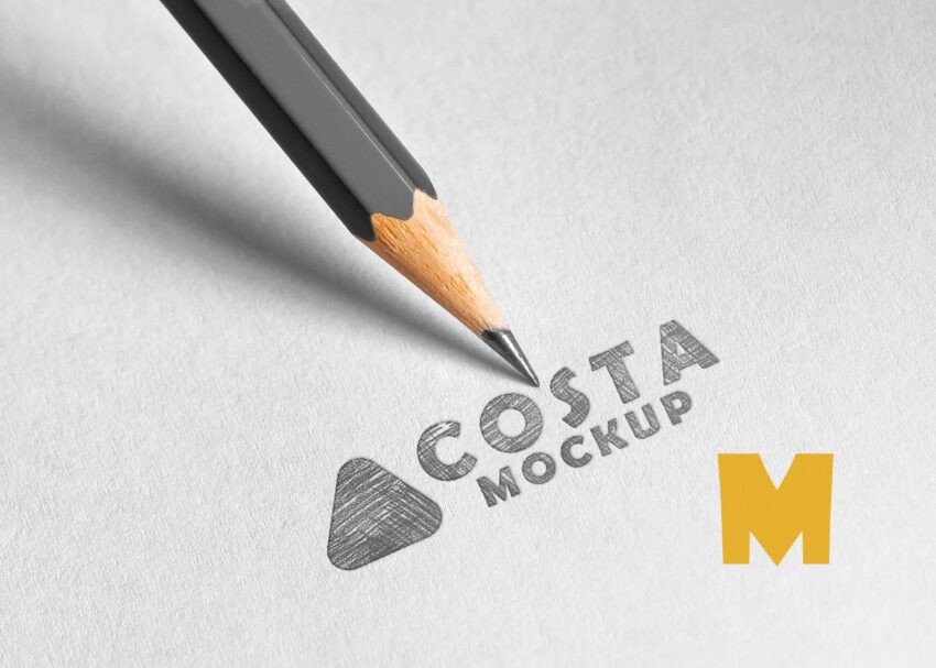 Sketch Pencil Logo Mockup 2020