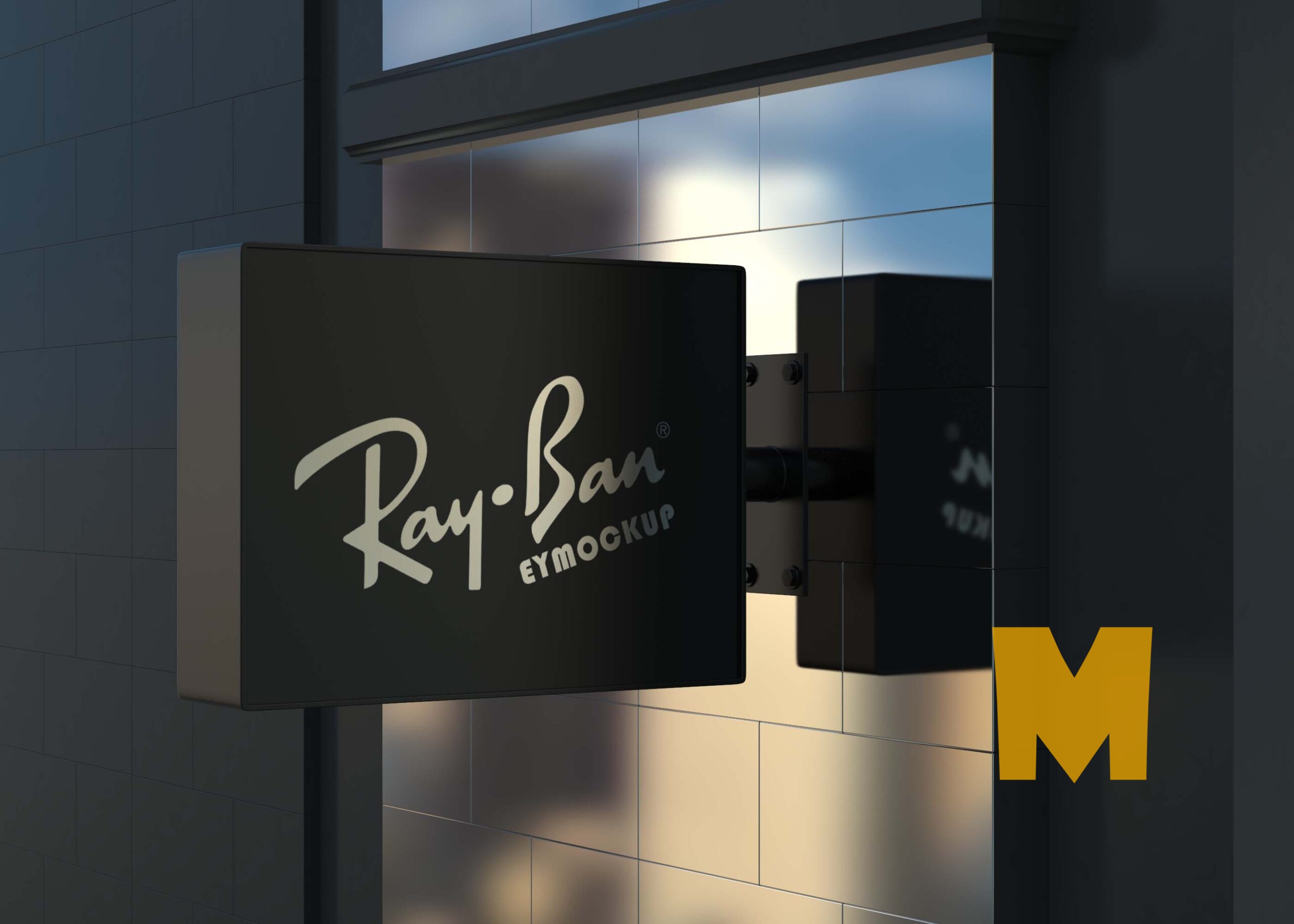 Free Outdoor Hanging Logo Sign Mockup