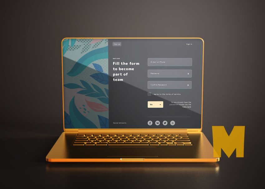 Free High Quality Golding Laptop Mockup