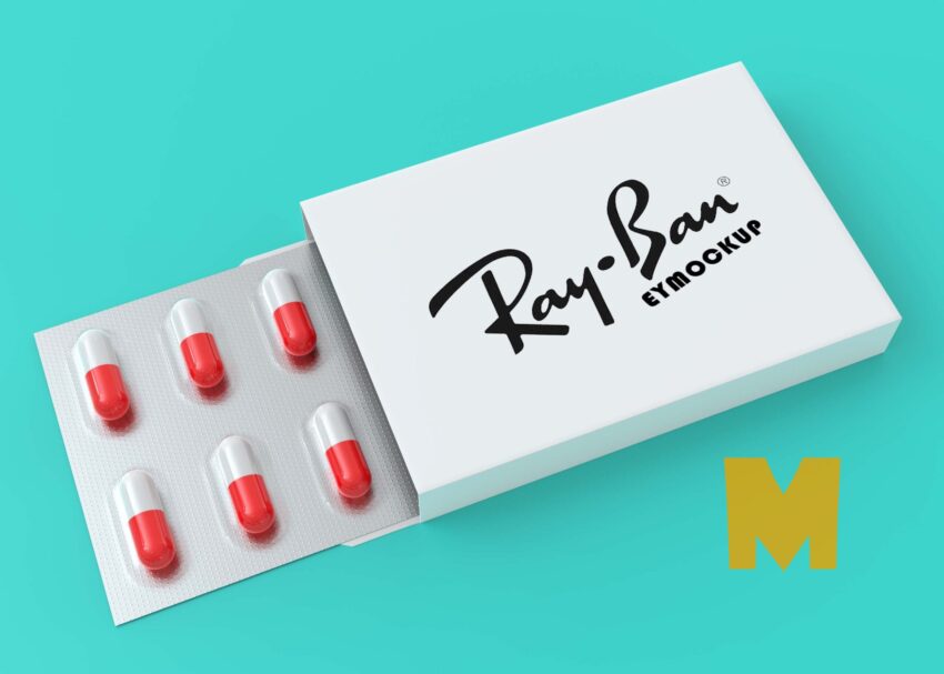 Free Medical Pills Box Logo Mockup