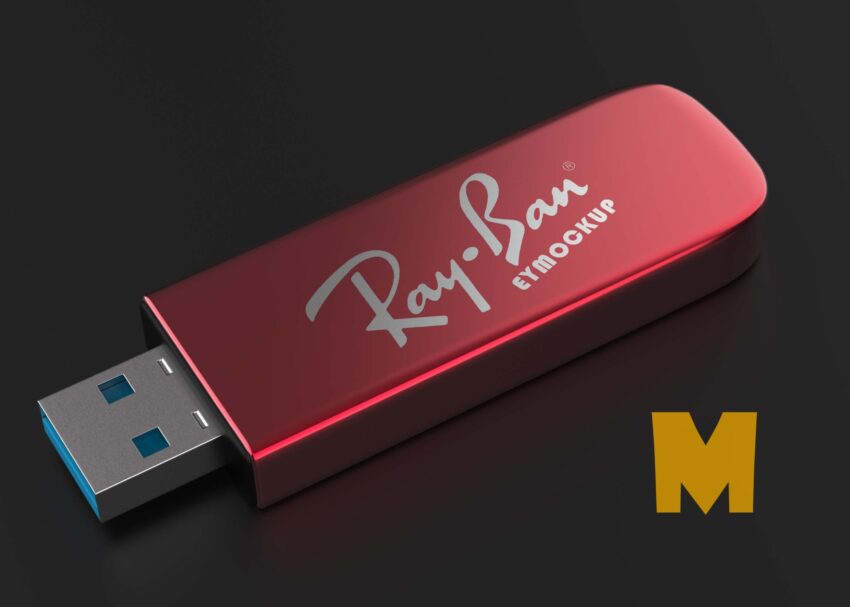 Free USB Flash Drive Logo Mockup