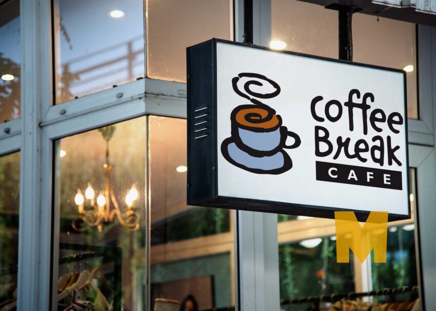 Free Cafe Sign Shop Mockup Free Cafe Sign Outside Shop Mockup