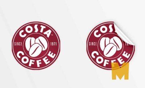 Free Rounded Coffee Stickers Mockup