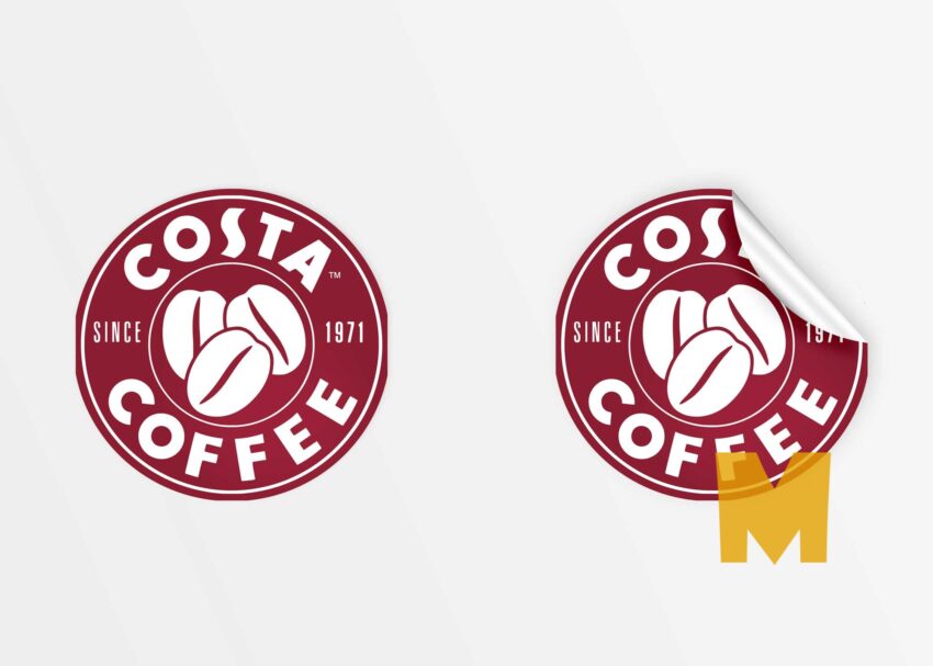 Free Rounded Coffee Stickers Mockup