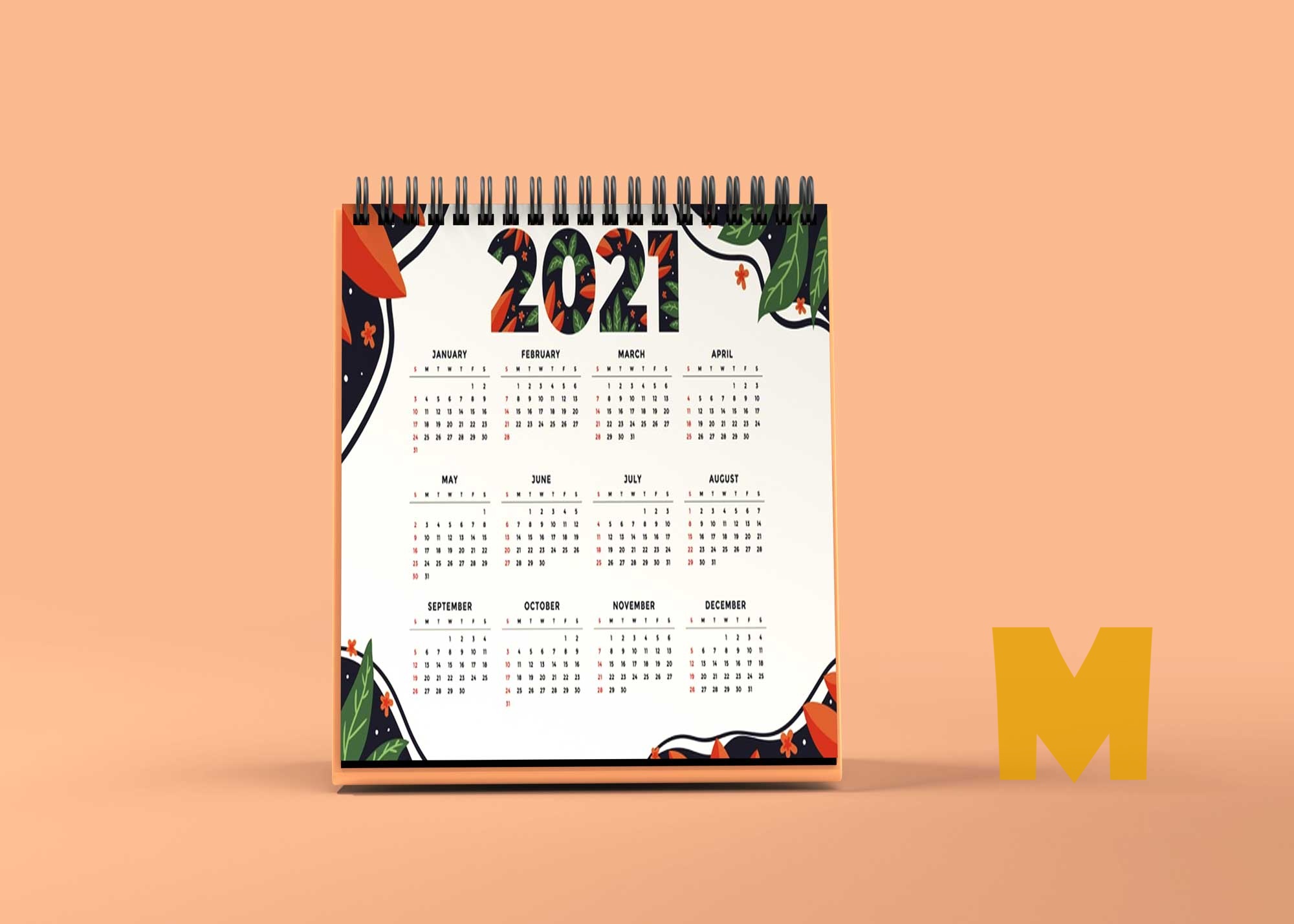 Free table calendar mockup