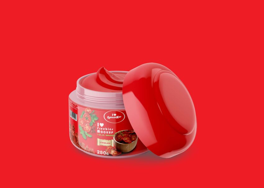 Free Cosmetic Cream Small Jar Label Mockup