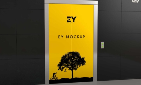 Free Elevator with closed doors blank mockup 1 1