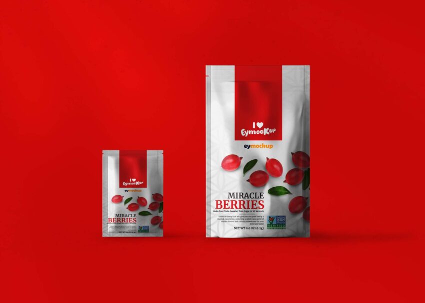 Free Pouch Packaging PSD Label Mockup