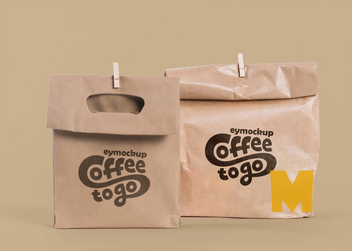 Free Coffee Paper Bag Mockup