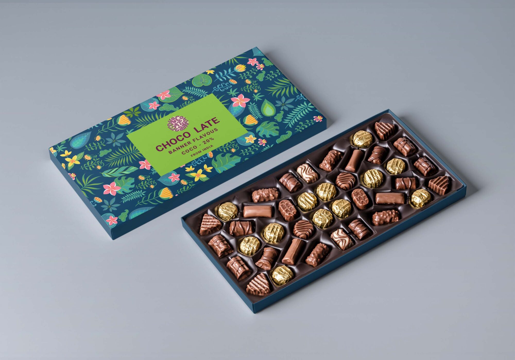 Free Chocolate Box Packaging Mockup