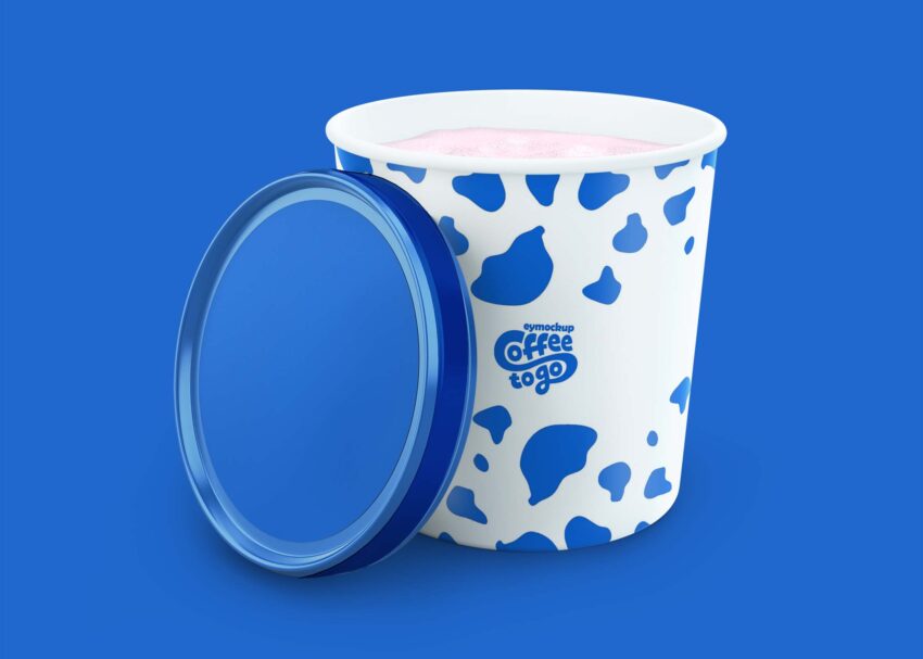 Free Milk Ice Cream Cup Mockup 2