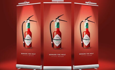 Free Red Fire Rollup Banner Mockup