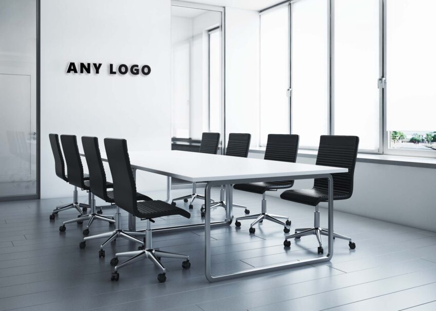 Modern Meeting Room Logo Mockup