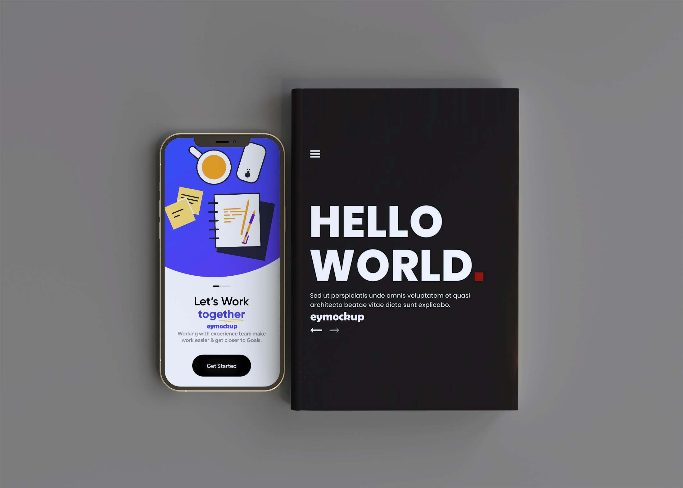Free Phone Mockup with Book
