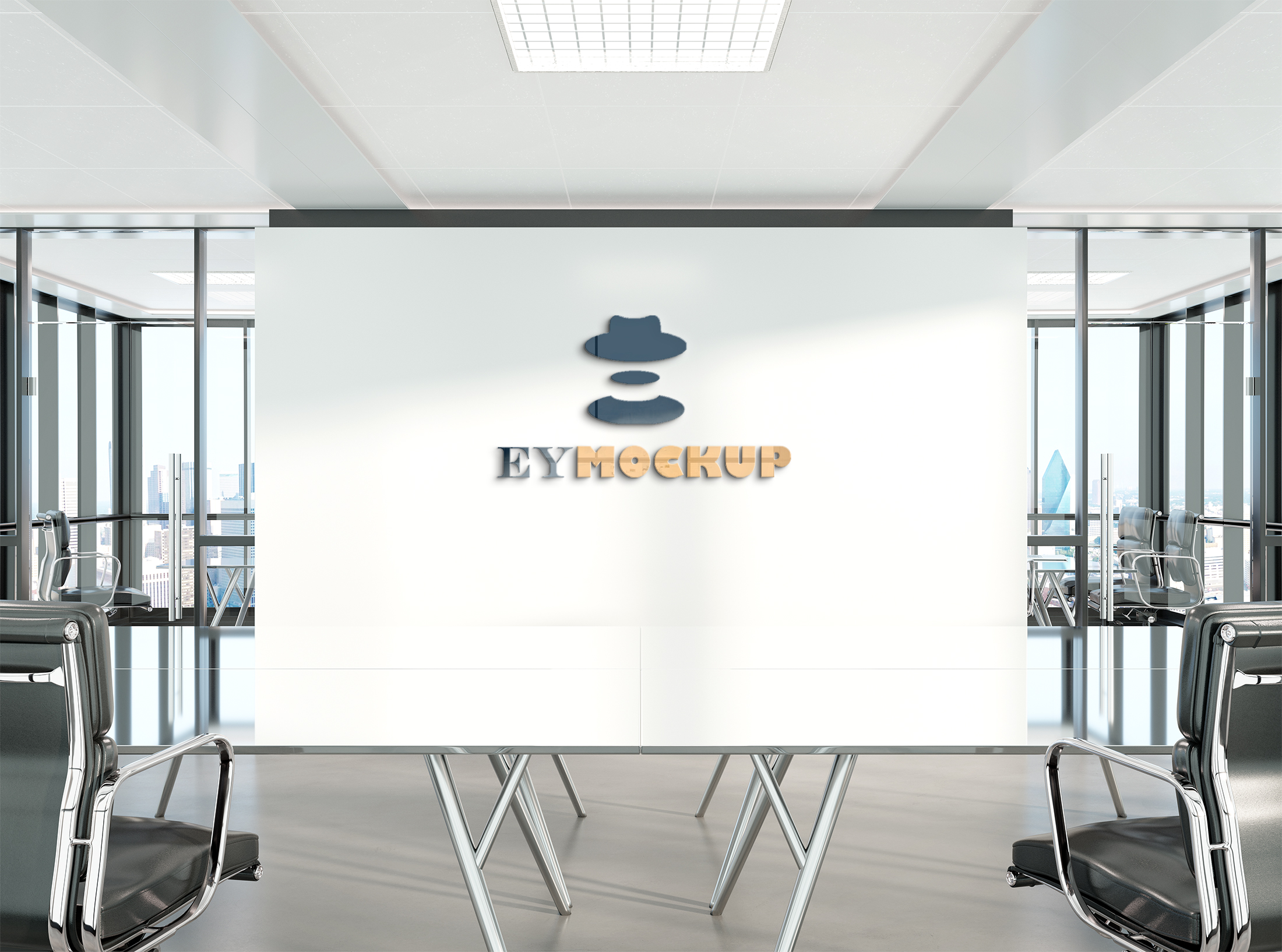 Logo on Office Wall Mockup