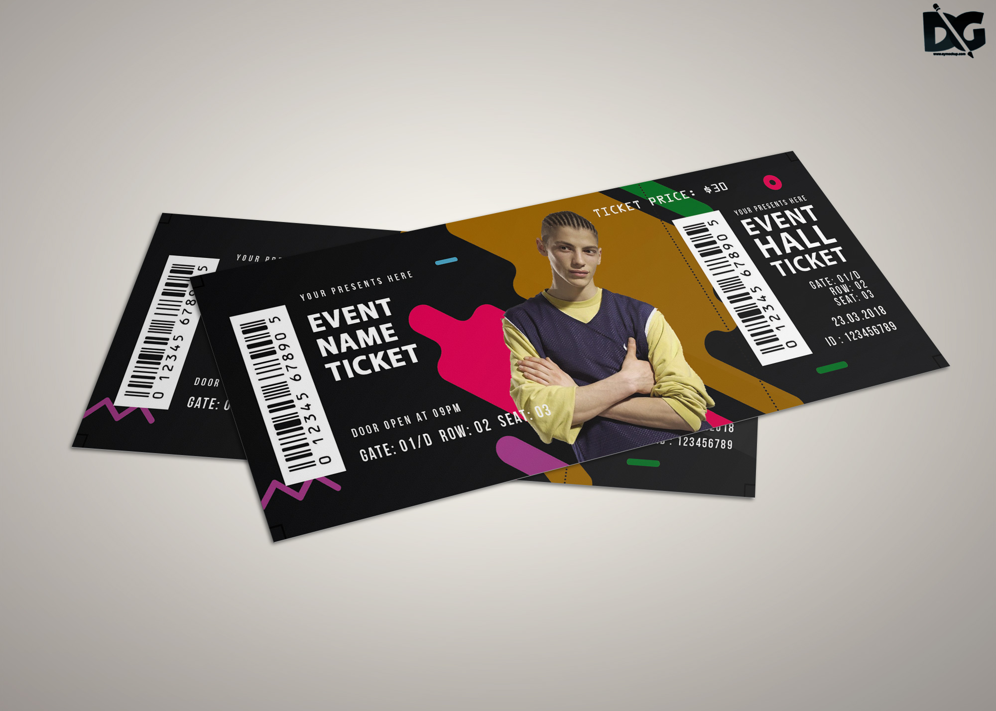 Free Event Hall Ticket PSD Template