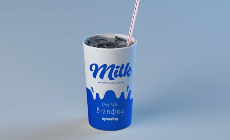 Free Cocacola Paper Cup Mockup With Ice