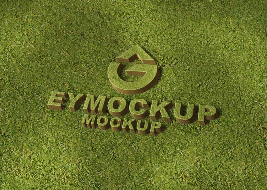 Free Green Grass Logo Mockup