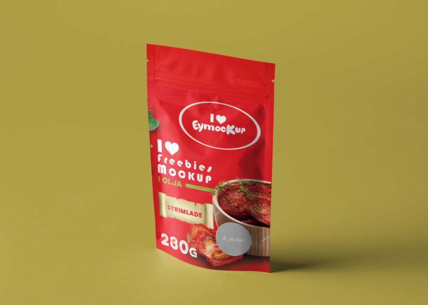 Free Food Pouch Label Mockup