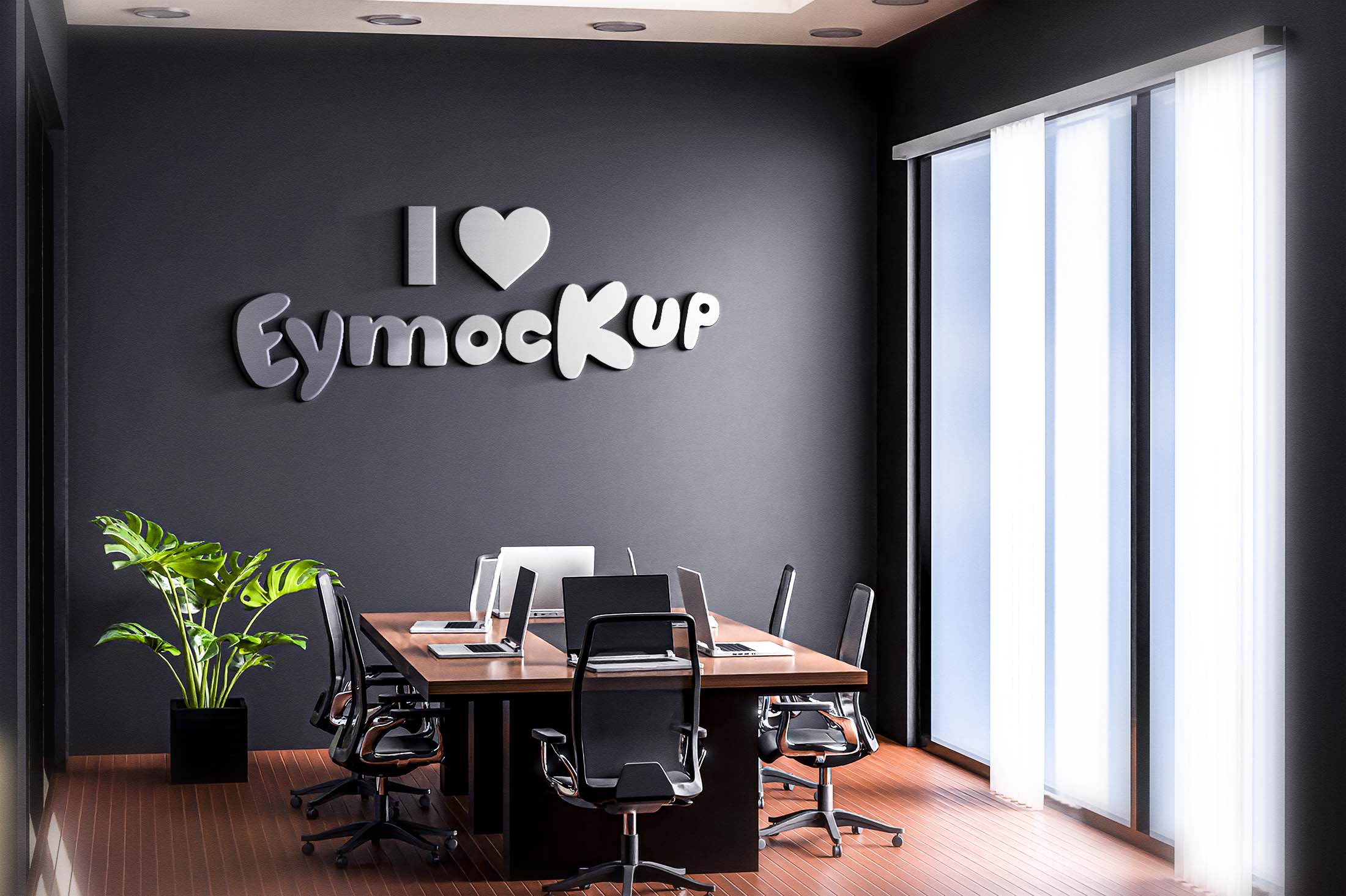 Free Office Black Wall Logo Mockup
