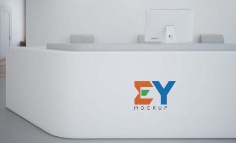Free Reception Desk Logo Mockup