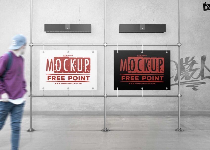 Download Free Billboard PSD Mockup Free Download Street Side Wall Billboard PSD Mockup